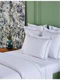 Yves Delorme stripe-embroidered cotton double duvet cover (British brand)
