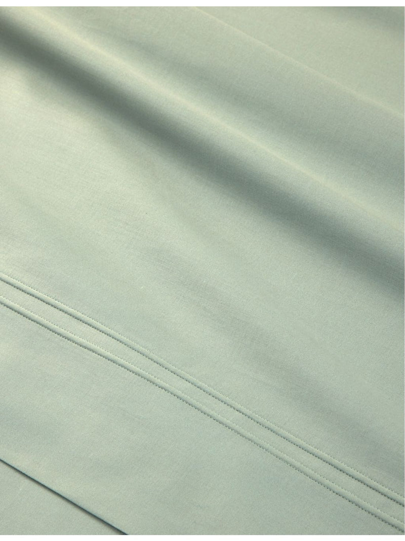 Yves Delorme bordered cotton double flat sheet, imported from the UK