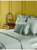 Yves Delorme bordered cotton double flat sheet, imported from the UK