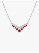 selfridges Chaumet Joséphine Aigrette 18ct White Gold 0.23ct Brilliant-Cut Diamond and Ruby Pendant Necklace 42cm- Buy online at McGrocer