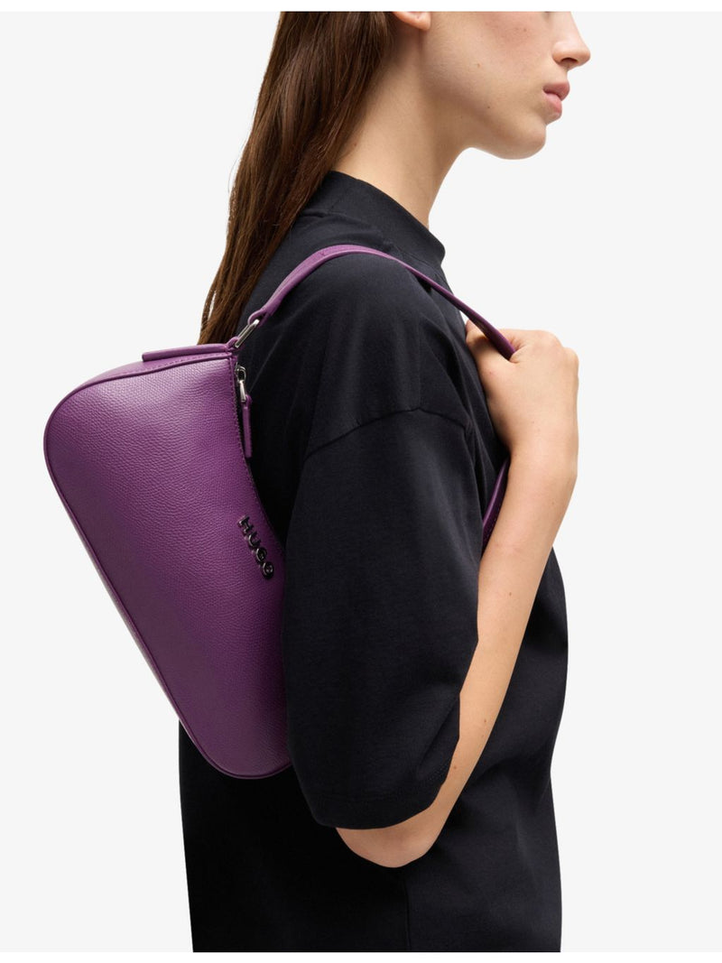 HUGO croc-embossed leather shoulder bag with logo plaque, imported from the UK