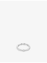 selfridges Astrid & Miyu Navette Rhodium-Plated Sterling Silver and Zirconia Ring 16.3mm- Buy online at McGrocer