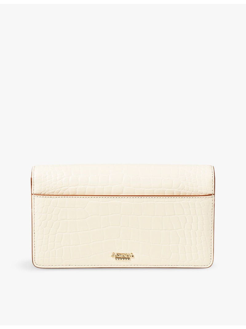 Aspinal of London Mayfair leather clutch with gold hardware, UK version