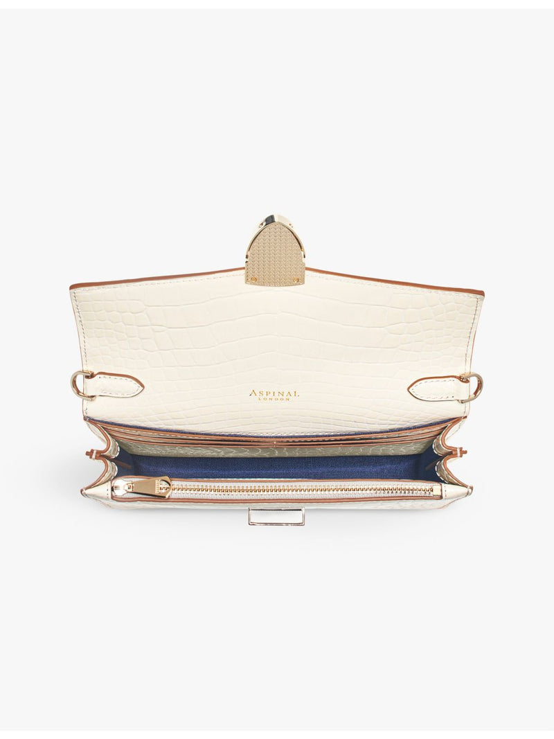 Aspinal of London Mayfair leather clutch with gold hardware, UK version