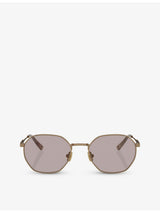 selfridges Brunello Cucinelli Irregular-Frame Titanium Sunglasses- Buy online at McGrocer