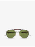Brunello Cucinelli yellow gold-plated titanium round frame sunglasses, imported from the UK