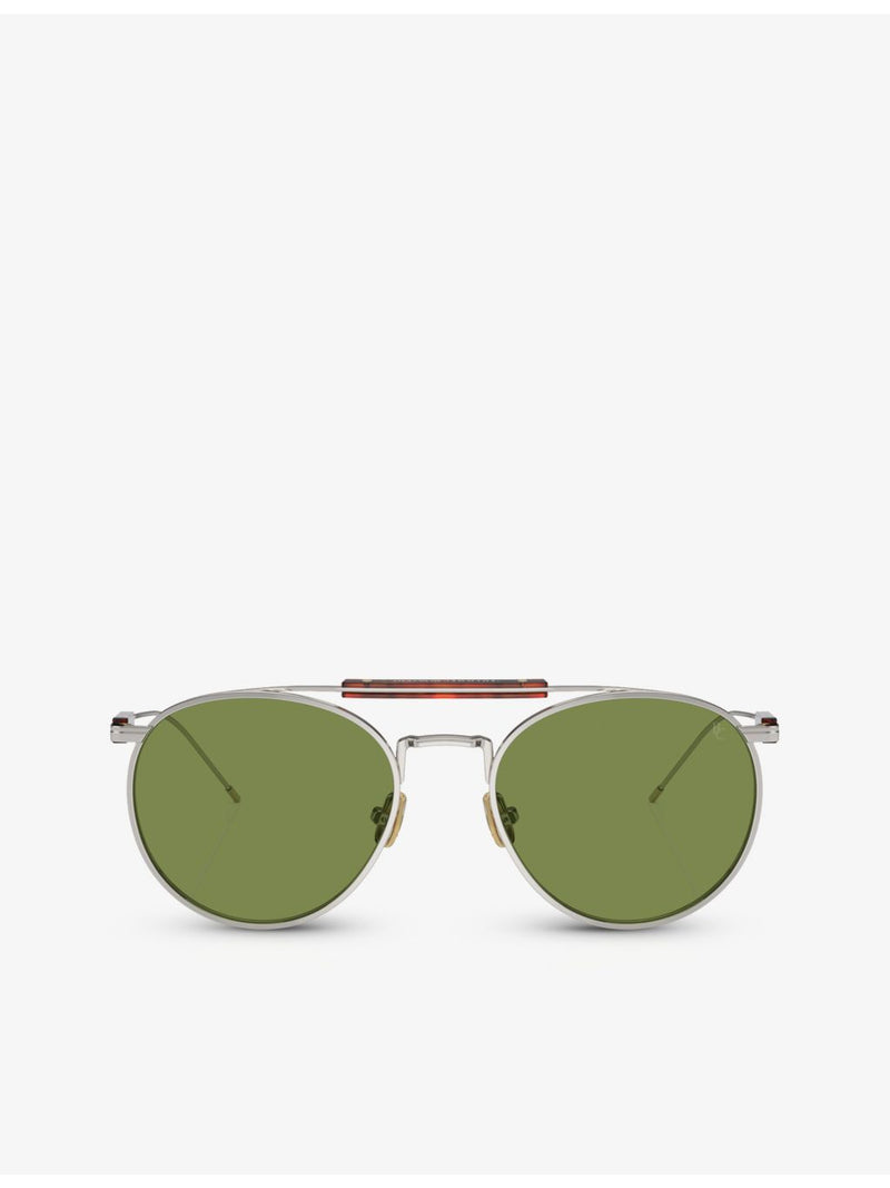 Brunello Cucinelli yellow gold-plated titanium round frame sunglasses, imported from the UK