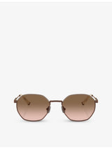 selfridges Brunello Cucinelli Sartorial Sunset Round-Frame Rose Gold-Plated Titanium Sunglasses- Buy online at McGrocer