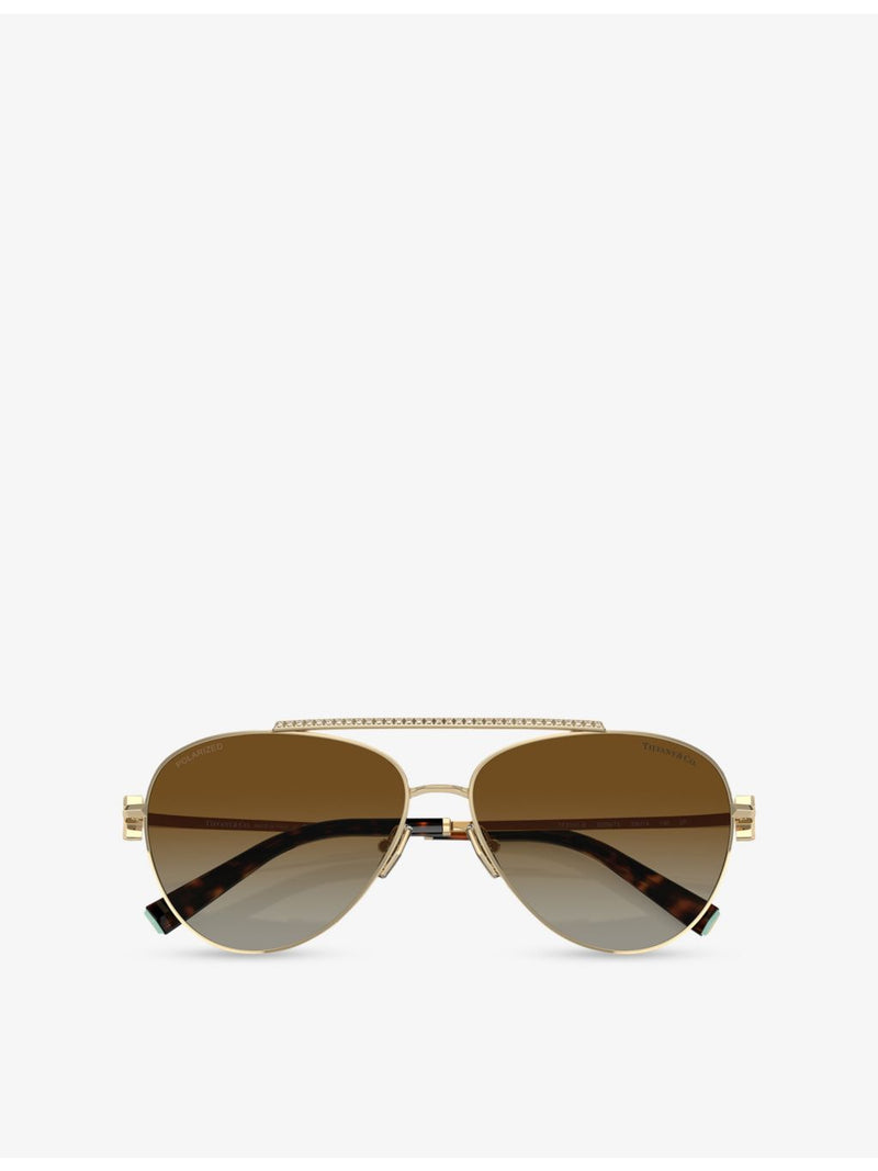 Tiffany & Co. pilot-frame steel sunglasses TF3101B, imported from the UK