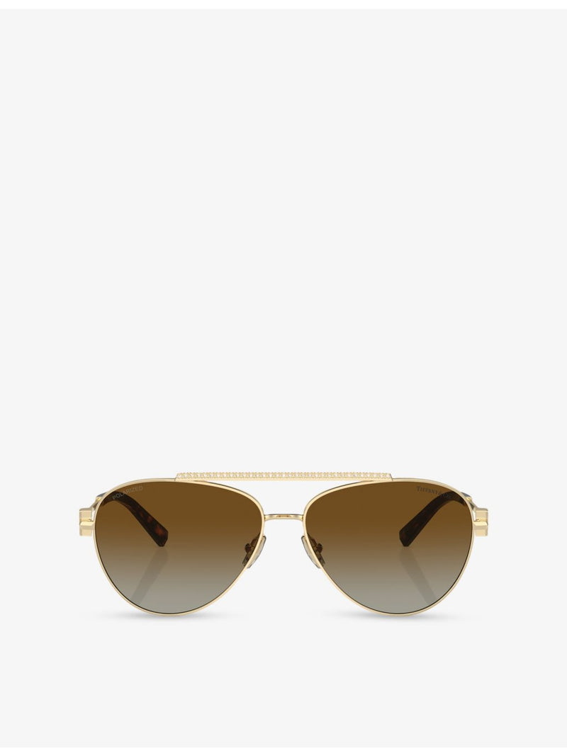 Tiffany & Co. pilot-frame steel sunglasses TF3101B, imported from the UK