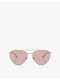 Jimmy Choo steel pilot-frame sunglasses with crystal embellishments, UK version