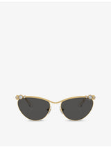 selfridges Swarovski Oval-Frame Metal Sunglasses- Buy online at McGrocer