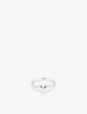 Astrid & Miyu Heart Signet Ring - Rhodium-Plated Sterling Silver - 0.8cm