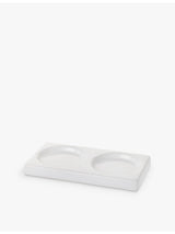 selfridges The White Company Morston Two-Hole Stoneware Bottle Holder Tray 8cm x 15cm- Buy online at McGrocer
