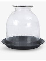 selfridges The White Company Ribbed Dome Glass Candle Holder and Tray 17.6cm- Buy online at McGrocer