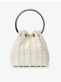 Jimmy Choo pearl-embellished satin top-handle bag - British product