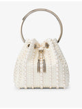 Jimmy Choo pearl-embellished satin top-handle bag - British product
