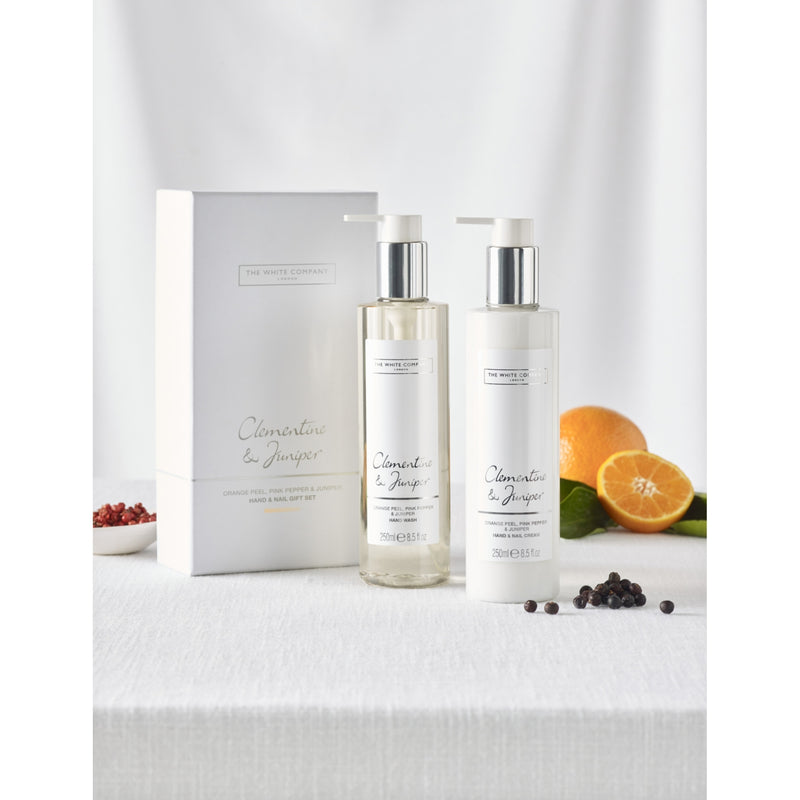 The White Company Clementine Juniper hand cream and wash set, UK version