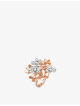 selfridges Van Cleef & Arpels Frivole 8 Flowers 18ct Rose Gold and White Gold 0.93ct Diamond Ring- Buy online at McGrocer