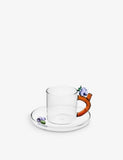 Ichendorf blackberry glass coffee cup and saucer set 5.5cm - British product