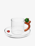 Ichendorf apple ladybug glass coffee cup and saucer set - British product