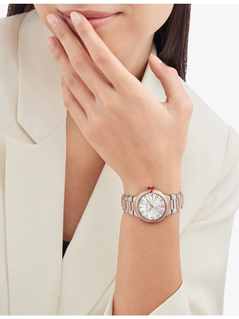 Bvlgari Lvcea rose gold diamond automatic watch 33mm (British brand)