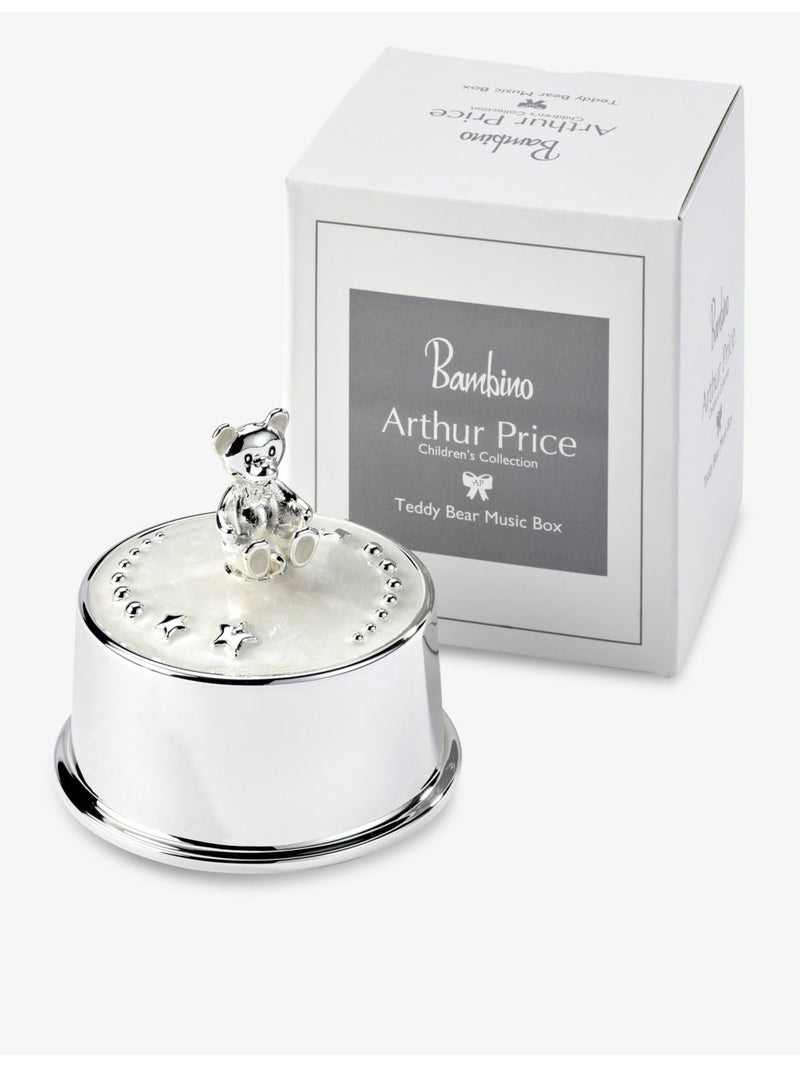 Arthur Price silver plated teddy bear music box 7.8cm, UK version