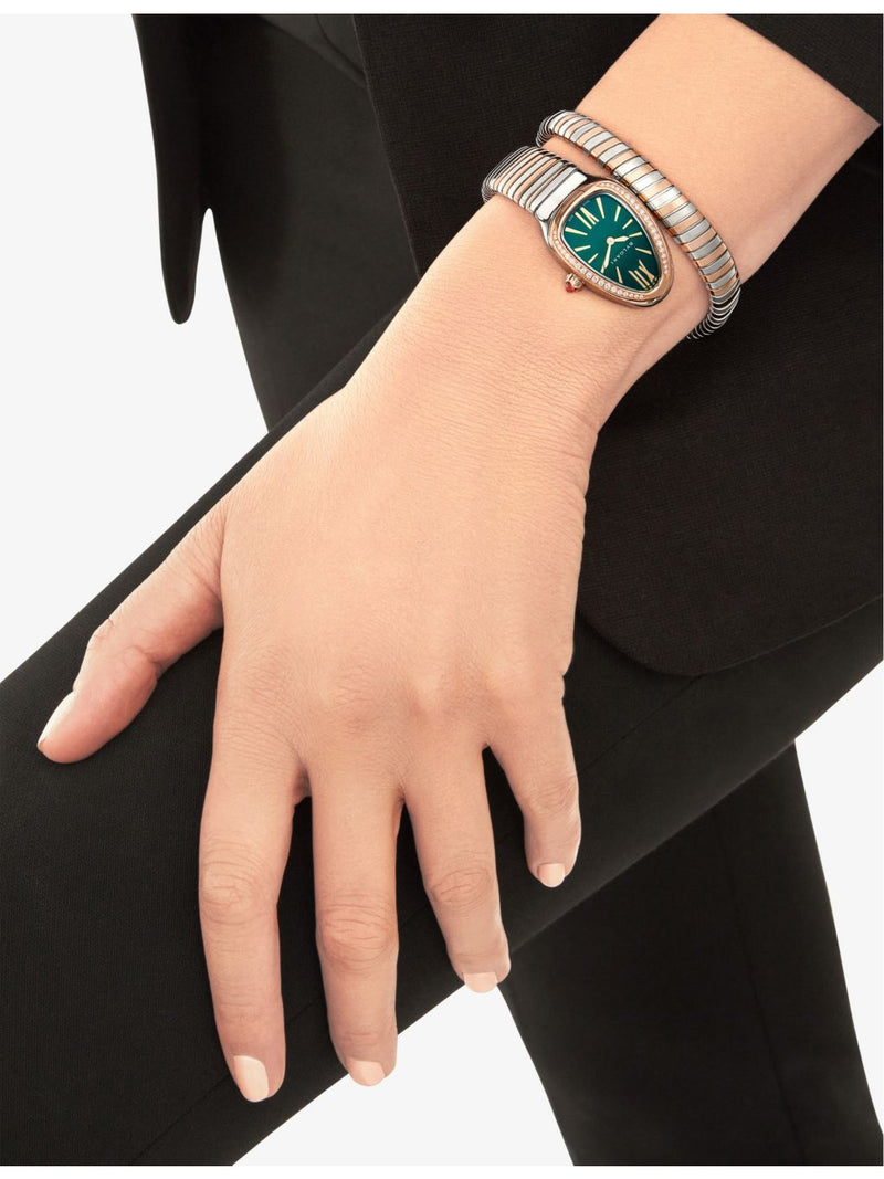 Bvlgari Serpenti Tubogas 18ct rose gold diamond watch 35mm, UK version