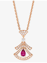 selfridges Bvlgari Divas' Dream 18ct Rose Gold 0.46ct Brilliant-Cut Diamond and Rubellite Pendant Necklace- Buy online at McGrocer