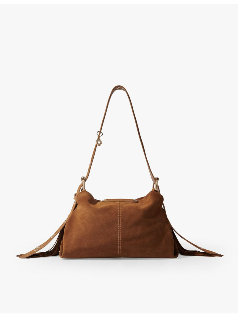 Maje Miss M tassel-embellished suede shoulder bag, UK version