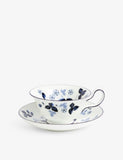 Wedgwood Wild Strawberry bone china teacup and saucer, imported from the UK