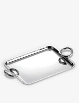 Christofle Vertigo two-handle silver-plated tray 20cm x 16cm (British brand)