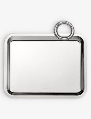 Christofle silver-plated tray Vertigo single-handle 20cm x 16cm - British product