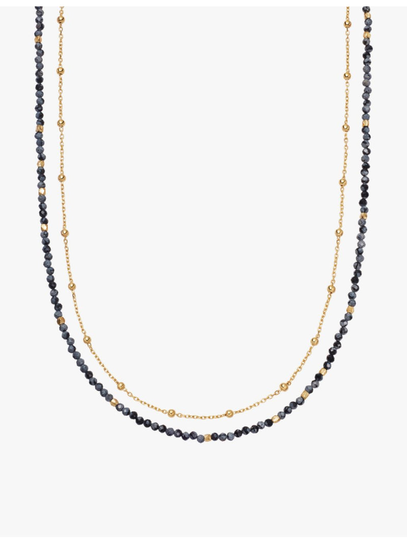 Astley Clarke snowflake obsidian necklace 18ct gold plated - British product