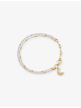 selfridges Astley Clarke Biography Moon 18ct Yellow Gold Plated Sterling Silver Moonstone Charm Bracelet- Buy online at McGrocer