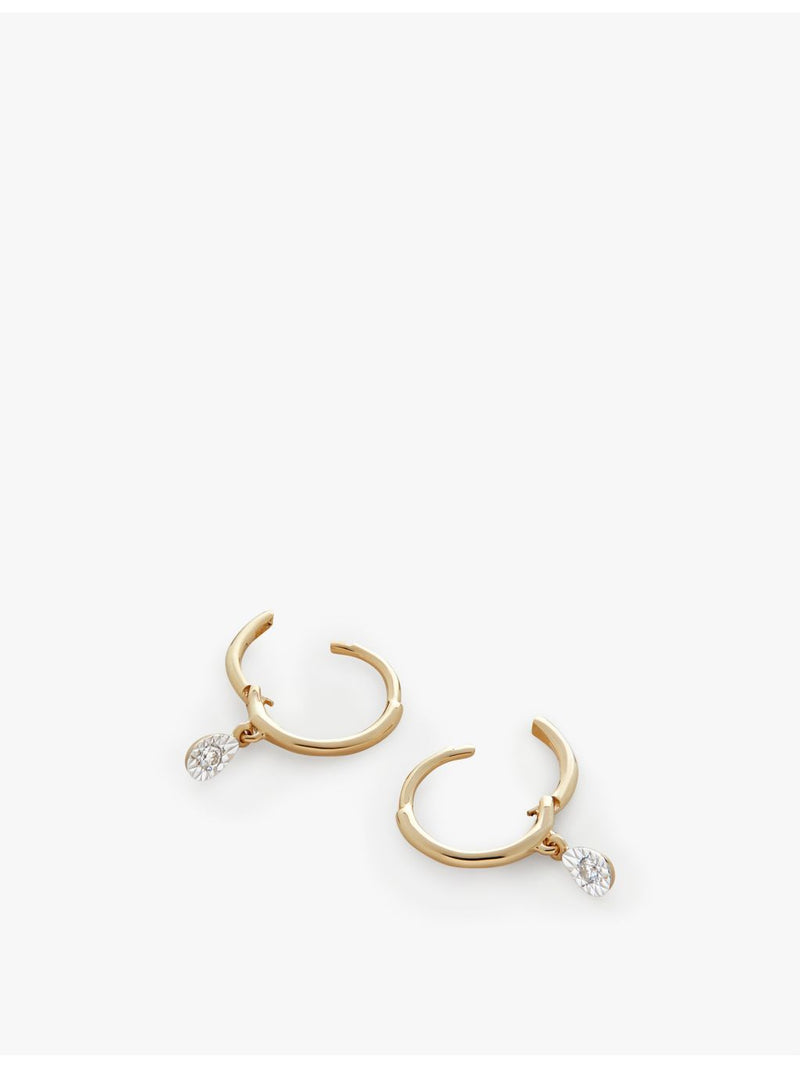 Monica Vinader 14ct gold teardrop hoop earrings with lab-grown diamond (British brand)