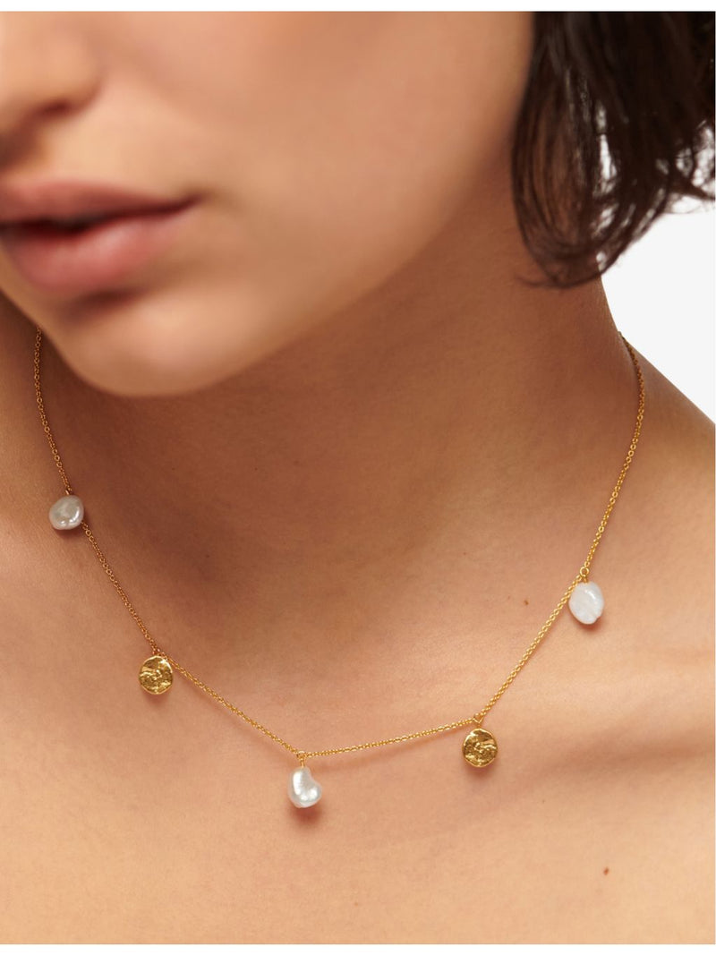 Monica Vinader keshi pearl pendant necklace yellow gold vermeil, UK version