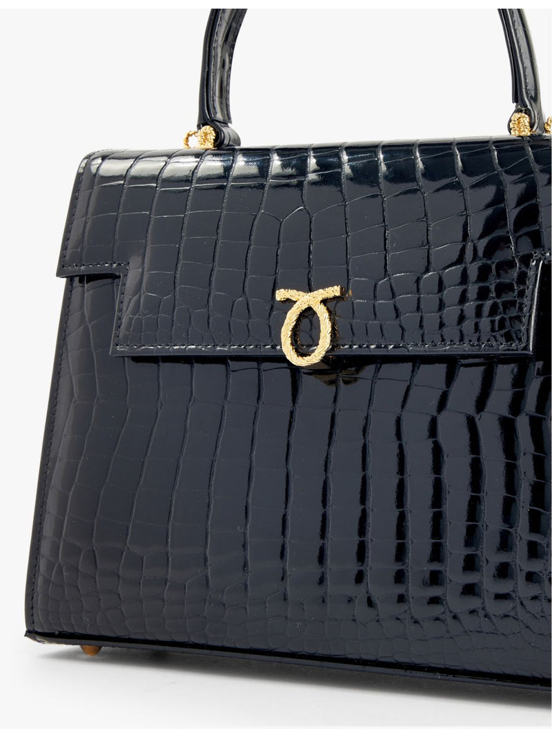 Launer Traviata croc-embossed leather shoulder bag - British product