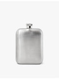 Aspinal of London stainless-steel hip flask and leather pouch, UK version