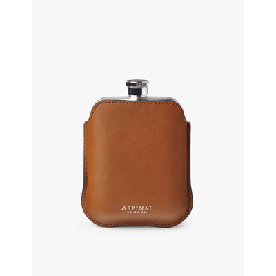 selfridges Aspinal of London Logo-Print Stainless-Steel Hip Flask and Leather Pouch- Buy online at McGrocer
