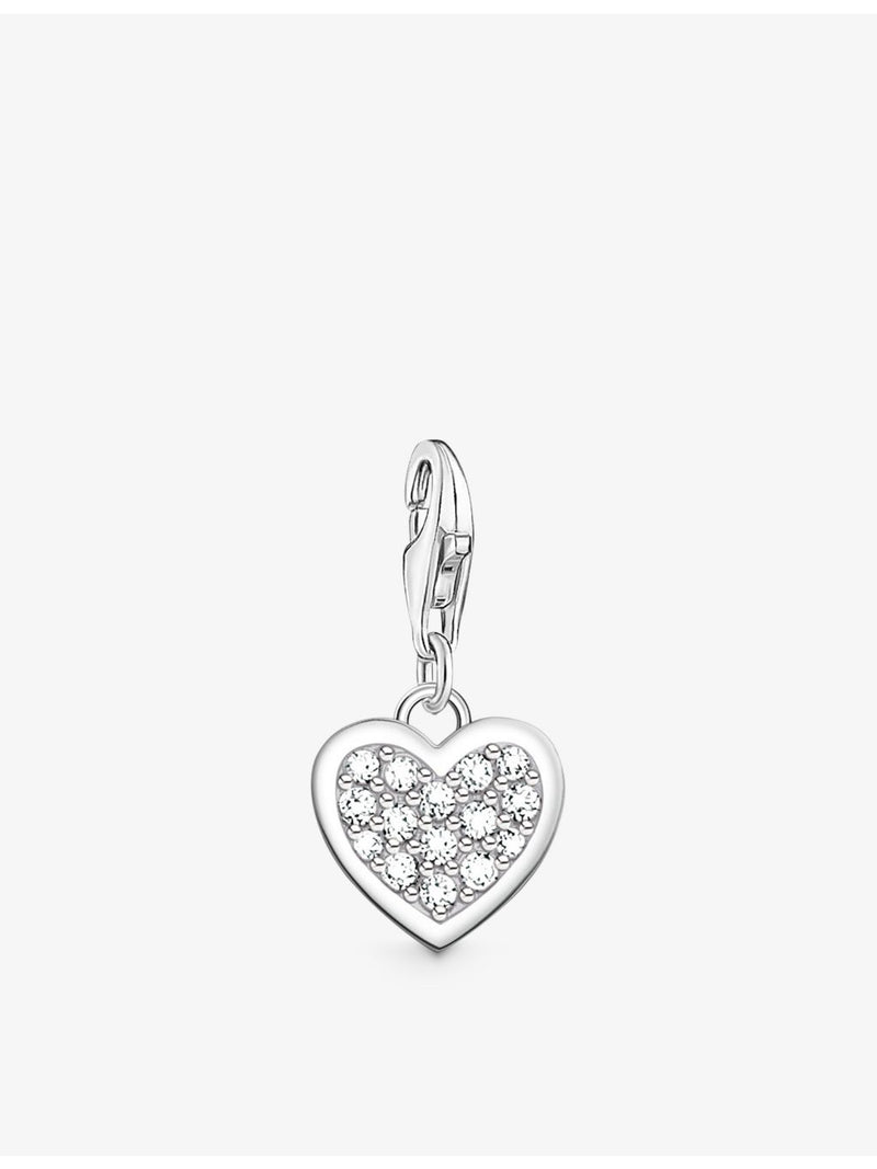 Thomas Sabo sterling silver charm with glitter heart motif, UK version