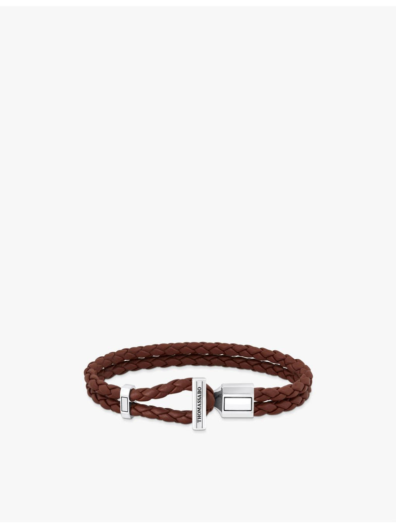 Thomas Sabo sterling silver and leather braided bracelet 19cm (British brand)