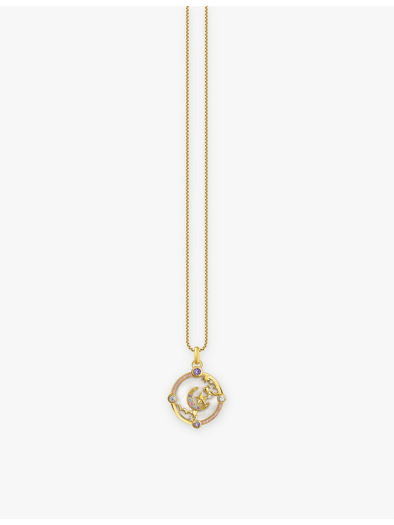 Thomas Sabo crescent moon enamel zirconia pendant 3.3cm (British brand)