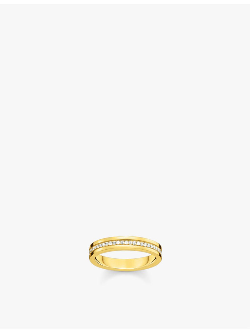 Thomas Sabo 18ct gold-plated sterling silver zirconia band ring - British product