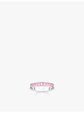 Thomas Sabo sterling silver pink zirconia band ring 0.4cm (British brand)
