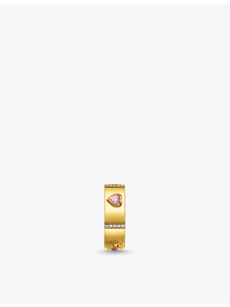 Thomas Sabo Cosmic zirconia band ring, 18ct yellow-gold sterling silver (British brand)