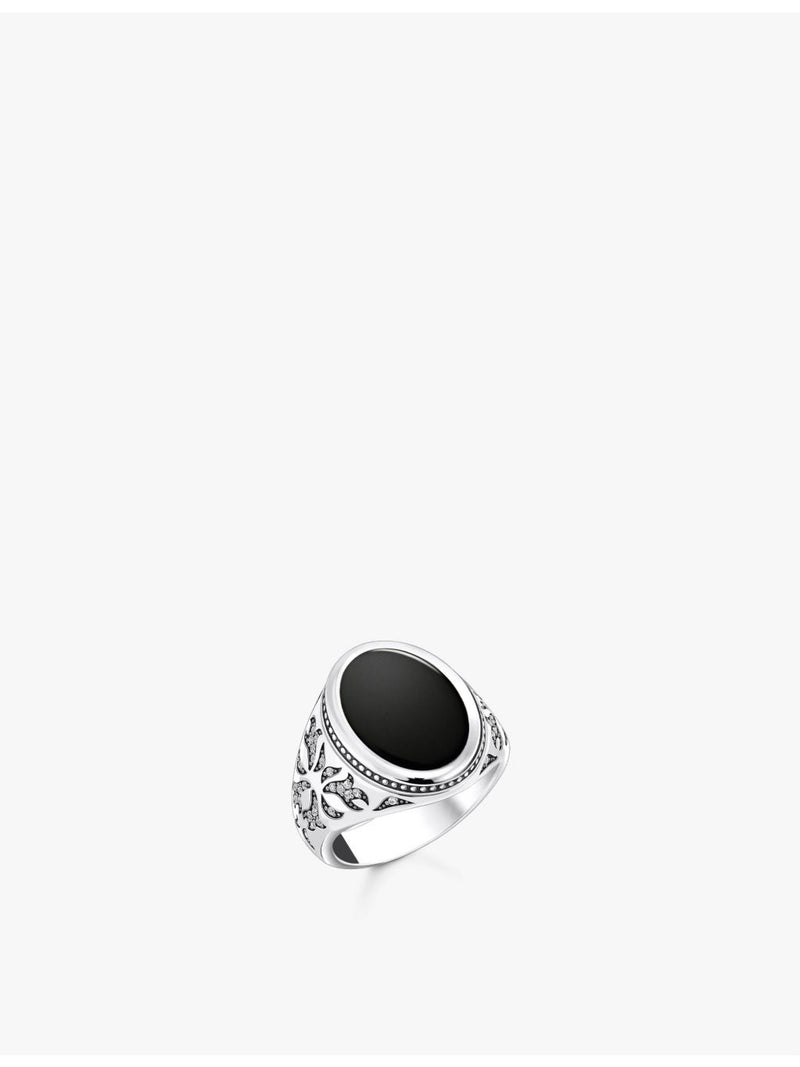 Thomas Sabo onyx and zirconia signet ring 20mm, UK version