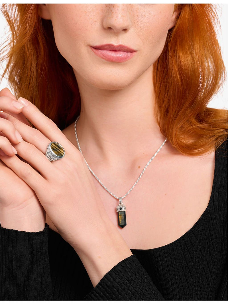 Thomas Sabo signet ring with tiger's eye and zirconia - British product