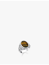 selfridges Thomas Sabo Sterling Silver Tiger's Eye and Zirconia Signet Ring- Buy online at McGrocer