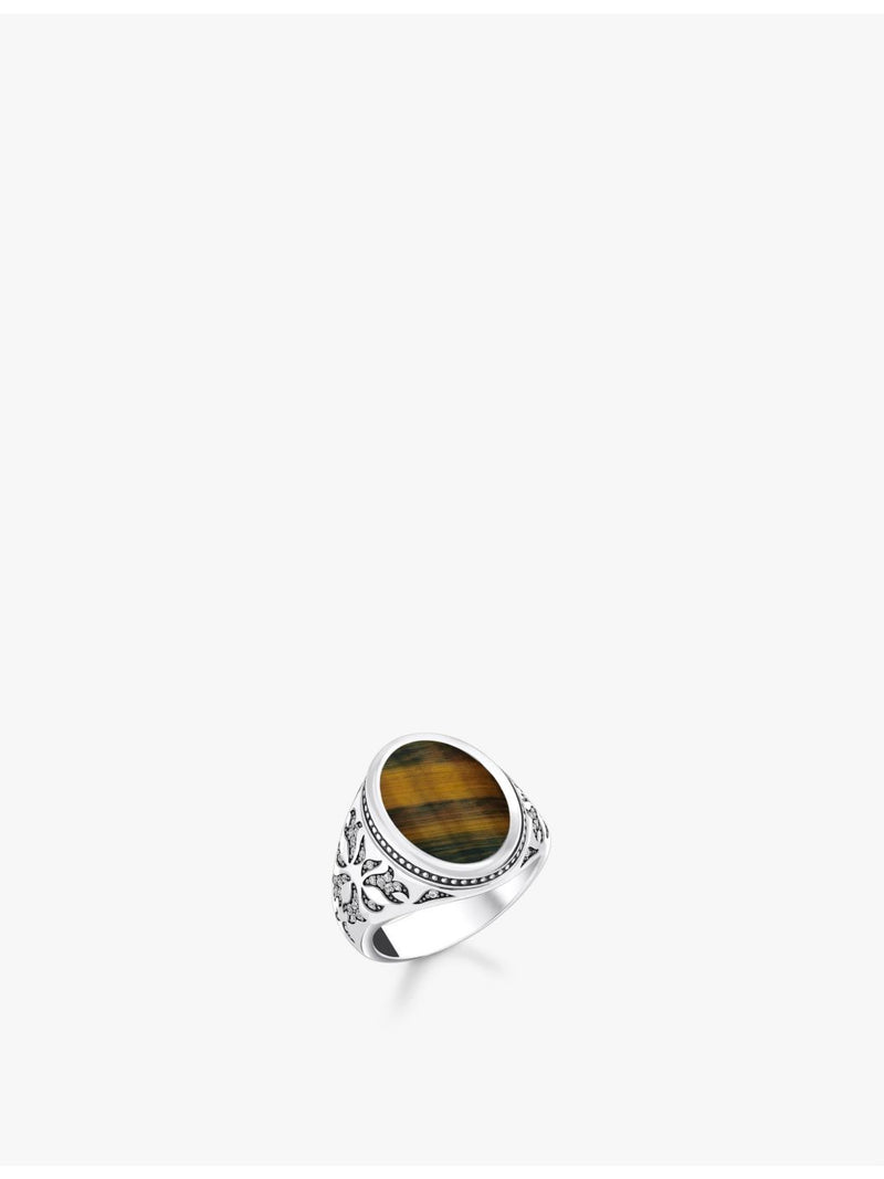 Thomas Sabo signet ring with tiger's eye and zirconia - British product